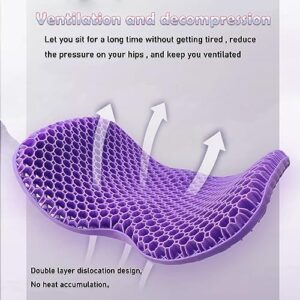 Found Notice 3D Gel Seat Cushion，Cooling & Soft & Breathable，for Office Chairs, Car Seat Cushion for Long Sitting, Wheelchair Pads for Tailbone Pressure Relief Butt & Back Pain, Purple/Black