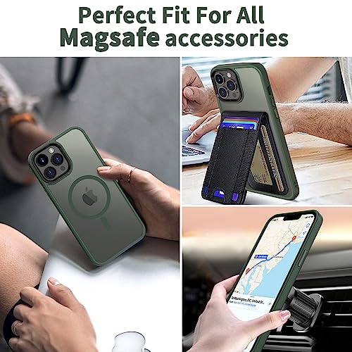 CACOE Magnetic Case for iPhone 14 Pro 6.1 inch-Compatible with MagSafe & Magnetic Car Phone Mount,Anti-Fingerprint TPU Thin Phone Cases Cover Protective Shockproof (Dark Green)
