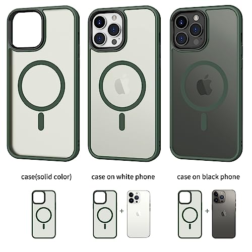 CACOE Magnetic Case for iPhone 14 Pro 6.1 inch-Compatible with MagSafe & Magnetic Car Phone Mount,Anti-Fingerprint TPU Thin Phone Cases Cover Protective Shockproof (Dark Green)