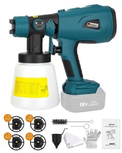 cordless paint sprayer for makita 18v lxt battery,hvlp paint sprayer gun for cabinets cars walls furniture house painting (tool only)