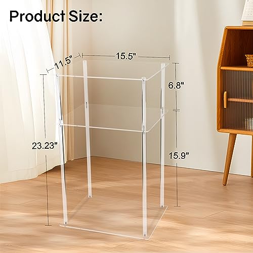 Joogto Acrylic Side Table, Clear 3-Tier Acrylic End Table with Stainless Steel Bracket, Acrylic Nightstand Beside Acrylic Coffee Table for Small Spaces Living Room/Office/Hallway/Bedroom/Balcony