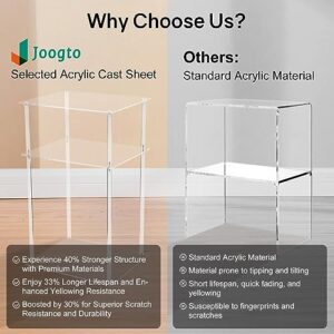Joogto Acrylic Side Table, Clear 3-Tier Acrylic End Table with Stainless Steel Bracket, Acrylic Nightstand Beside Acrylic Coffee Table for Small Spaces Living Room/Office/Hallway/Bedroom/Balcony