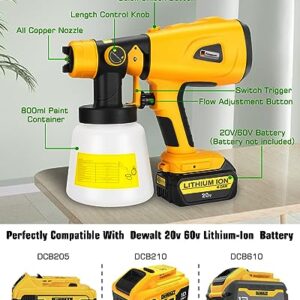 Cordless Paint Sprayer for Dewalt 20v 60v Battery,HVLP Paint Sprayer Gun for Cabinets Cars Walls Furniture House Painting (Tool Only)