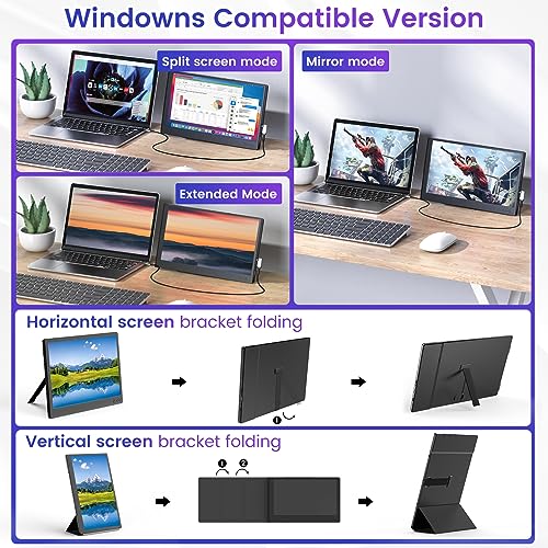 SMISEACOW Laptop Portable Monitor, Kwumsy 11.6'' 1366 * 768 Display,Supports Windows/MAC/Android/Chrome/Linux Systems, Type-C/Mini HDMI Interface, Your Laptop Monitor Extender