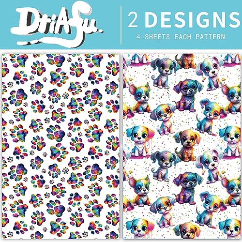 Dtiafu Dog Wrapping Paper - Colorful Paw Wrapping Paper for Boys Girls Kids Birthday Baby Shower Holiday - 20 X 28inch Per Sheet(8 Sheet Folded Flat)