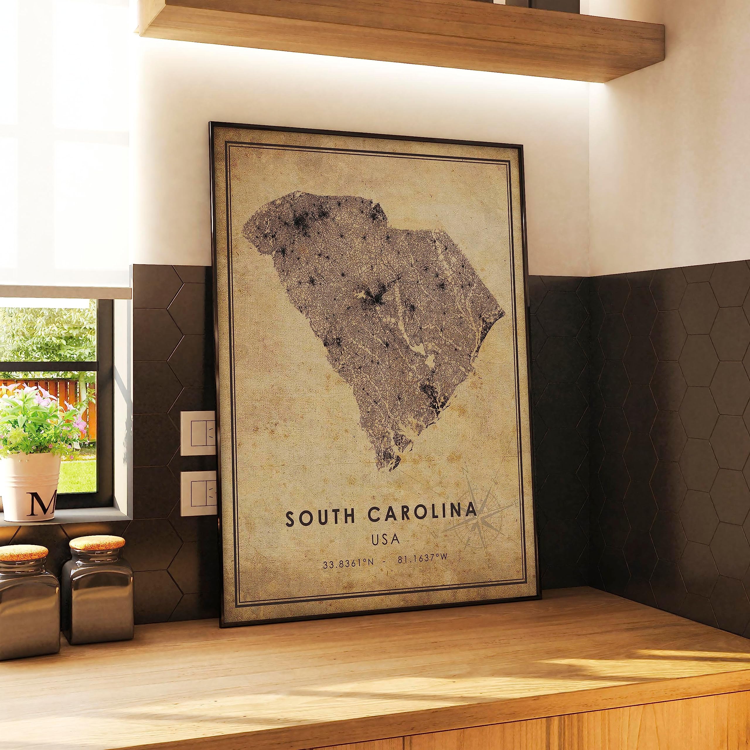 South Carolina Map Print South Carolina Map USA Map Art South Carolina City Road Map Poster Vintage Gift Map