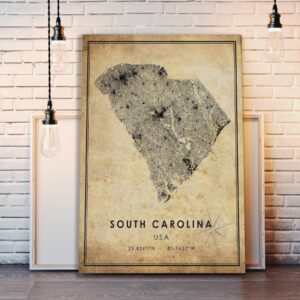 South Carolina Map Print South Carolina Map USA Map Art South Carolina City Road Map Poster Vintage Gift Map