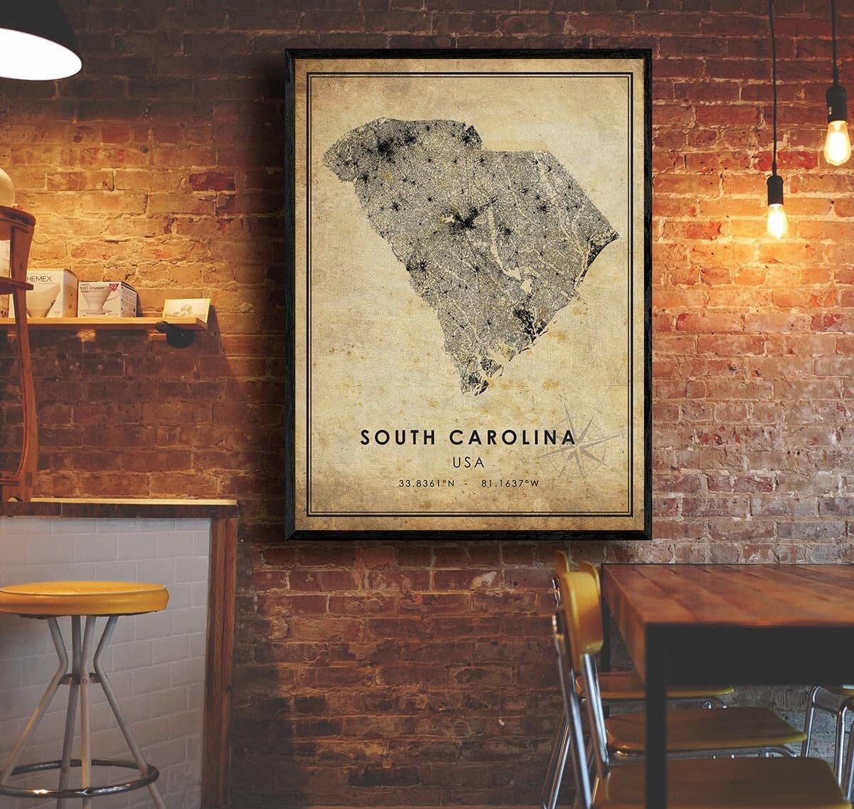 South Carolina Map Print South Carolina Map USA Map Art South Carolina City Road Map Poster Vintage Gift Map