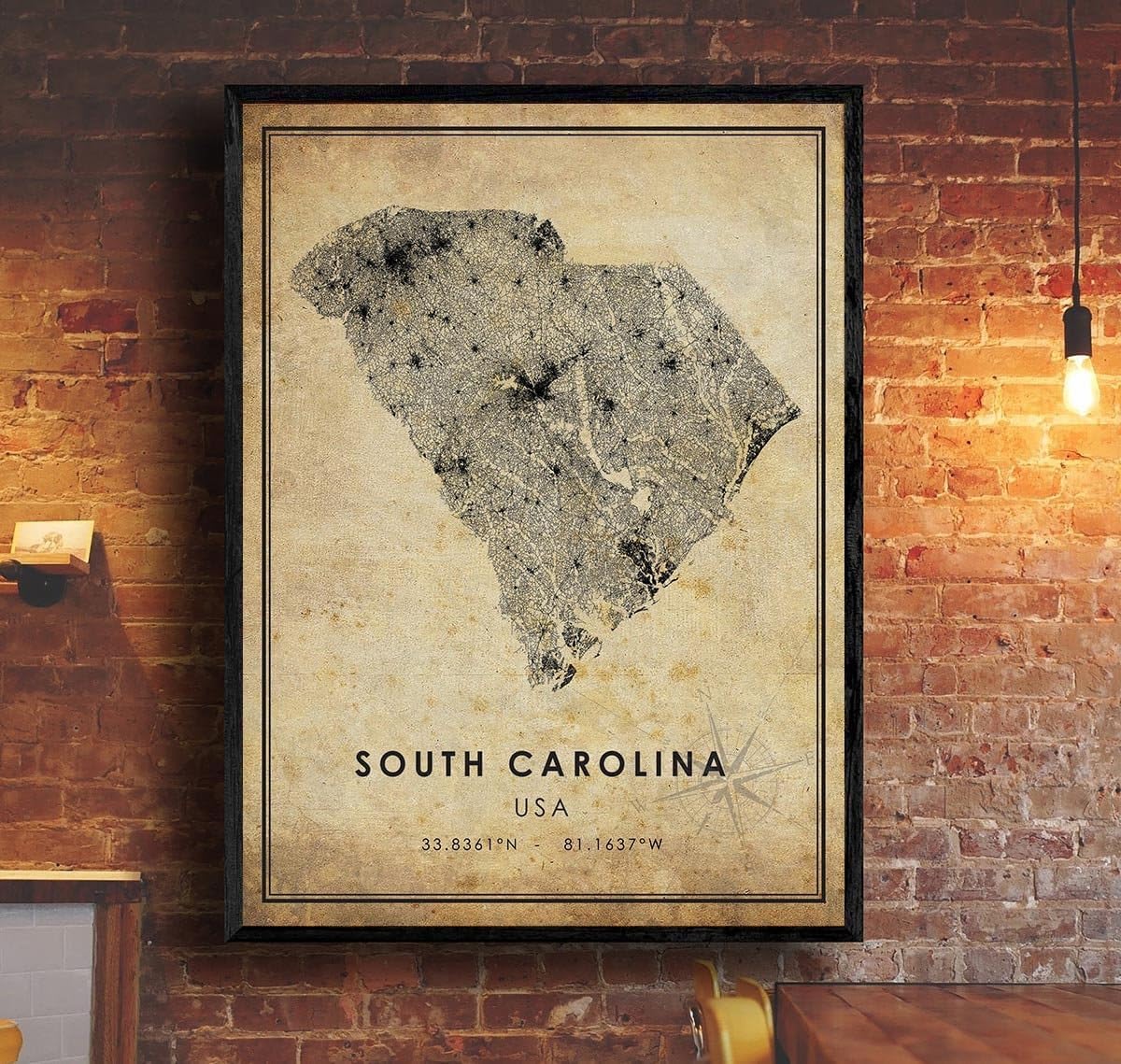 South Carolina Map Print South Carolina Map USA Map Art South Carolina City Road Map Poster Vintage Gift Map