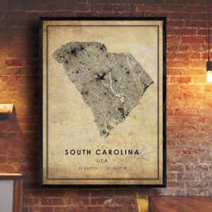 South Carolina Map Print South Carolina Map USA Map Art South Carolina City Road Map Poster Vintage Gift Map