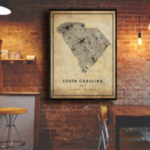 South Carolina Map Print South Carolina Map USA Map Art South Carolina City Road Map Poster Vintage Gift Map