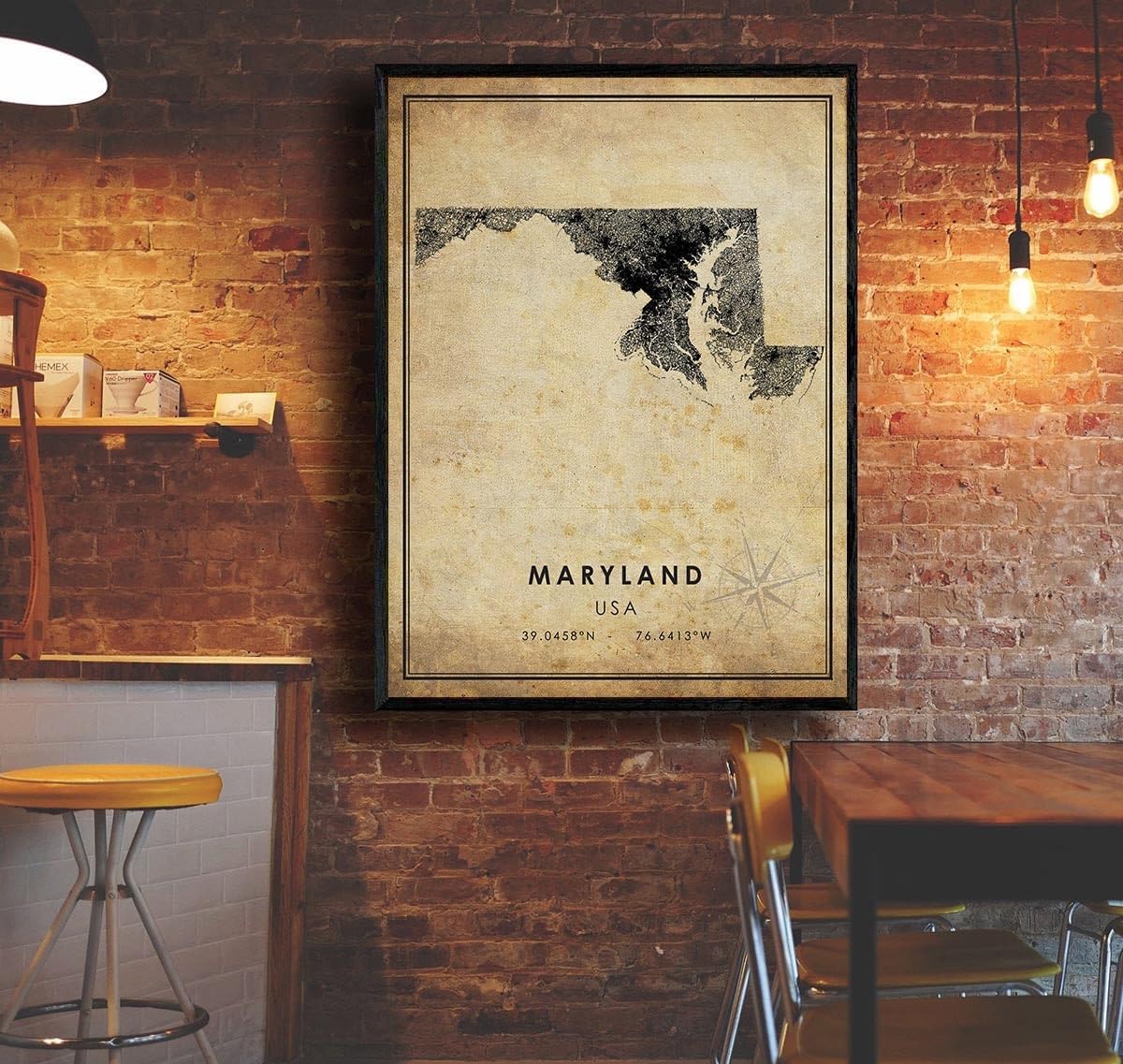 Maryland Vintage Map Print Maryland Map USA Map Art Maryland City Road Map Poster Vintage Gift Map