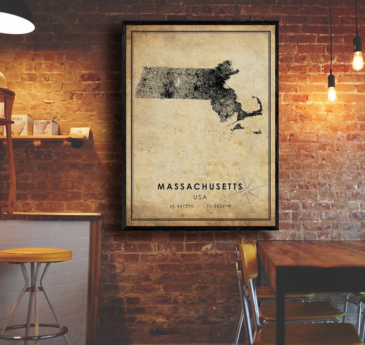 Massachusetts Vintage Map Print Massachusetts Map USA Map Art Massachusetts City Road Map Poster Vintage