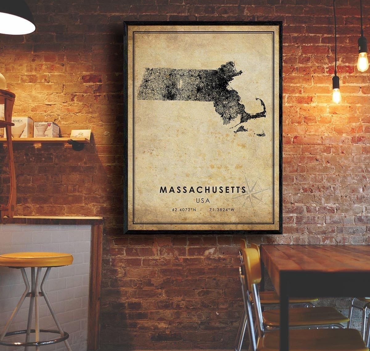 Massachusetts Vintage Map Print Massachusetts Map USA Map Art Massachusetts City Road Map Poster Vintage