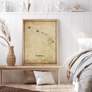 Hawaii Map Print Hawaii Map USA Map Art Hawaii City Road Map Poster Vintage Gift Map