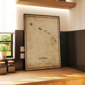 Hawaii Map Print Hawaii Map USA Map Art Hawaii City Road Map Poster Vintage Gift Map