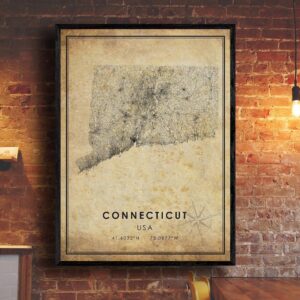 Connecticut Map Print Connecticut Map USA Map Art Connecticut City Road Map Poster Vintage Gift Map