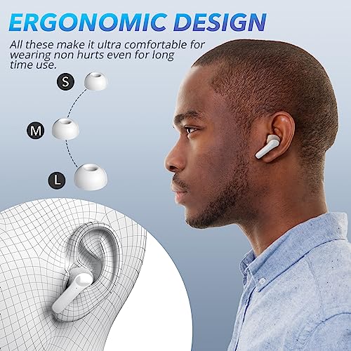 Wireless Earbuds YOHOTA Bluetooth Headphones Bluetooth 5.3 in Ear Light-Weight Built-in Microphone, with Wireless Charging Case & LED Power Display Deep Bass,IPX7 Waterproof Headset for TV Smart Phone