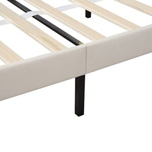 Lifeand Queen Size Storage Bed Velvet Upholstered Platform Bed with a Big Drawer - Beige