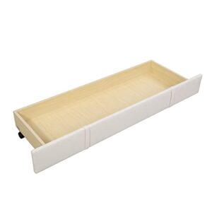 Lifeand Queen Size Storage Bed Velvet Upholstered Platform Bed with a Big Drawer - Beige