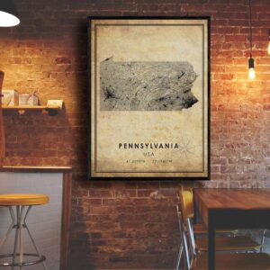 Pennsylvania Vintage Map Print Pennsylvania Map USA Map Art Pennsylvania City Road Map Poster Vintage Gift