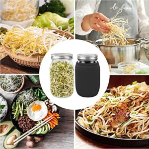 Complete Sprouting Jar Kit | 2 Wide Mouth Mason Jars with 316 Stainless Steel Sprout Lids | Blackout Sleeves, Tray, and Stand Included | Perfect for Broccoli, Alfalfa, and More