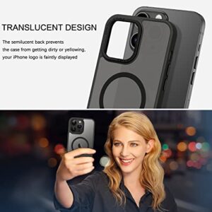 BENTOBEN Magnetic for iPhone 14 Pro Case [Compatible with Magsafe] Translucent Matte 14 Pro Phone Case Slim Thin Shockproof Women Men Girls Boys Protective Cover Cases for iPhone14 Pro 6.1", Black