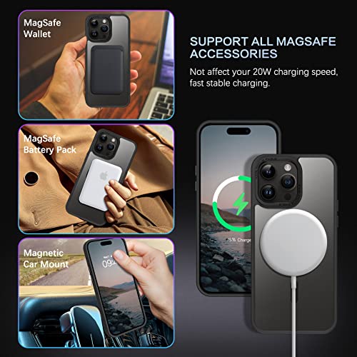 BENTOBEN Magnetic for iPhone 14 Pro Case [Compatible with Magsafe] Translucent Matte 14 Pro Phone Case Slim Thin Shockproof Women Men Girls Boys Protective Cover Cases for iPhone14 Pro 6.1", Black