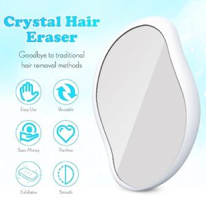 Crystal Hair Eraser, Reusable Hair Removal Device, Hair Removal Tool, Magic Hair Eraser for Back Arms Legs Fast & Easy Crystal Hair Eraser for Women and Men, Hair Eraser for Back Arms Legs - White