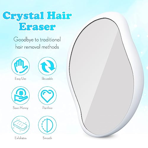 Crystal Hair Eraser, Reusable Hair Removal Device, Hair Removal Tool, Magic Hair Eraser for Back Arms Legs Fast & Easy Crystal Hair Eraser for Women and Men, Hair Eraser for Back Arms Legs - White