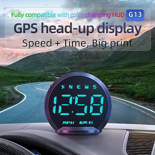 Liiiyuan G13 GPS Speedometer, Universal Digital GPS Speedometer with Color Font, USB Connection, HUD Display Suitable for All Vehicles, Plug and Play.