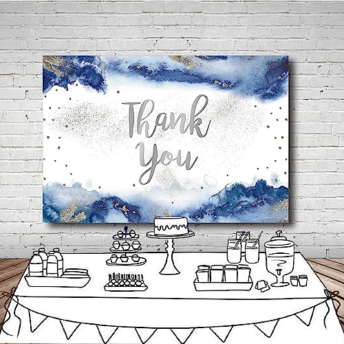 MEHOFOND 7x5ft Thank You for All You Do Backdrop Graduation Royal Blue Cloud Watercolor Father Staff Teachers Professors Doctors Banner Photography Background Retirement Party Supplies Decorations