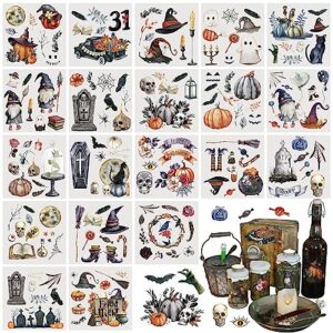 honoson 20 sheets halloween rub on transfers for crafts and furniture vintage pumpkin skull ghost rub on transfers stickers black halloween rub on decals for wood diy paper home decor, 5.9 x 5.9 inch