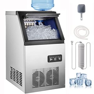 topdeep commercial ice maker, under counter ice machine 90lbs/24h, stainless steel freestanding ice maker machine 33lbs storage capacity automatic operation- ideal for restaurants, bars ice making