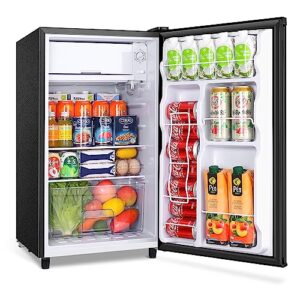 wanai mini fridge with freezer, 3.2cu.ft, single door small refrigerator, energy-efficient, low noise, mini fridge for bedroom dorm and office, black