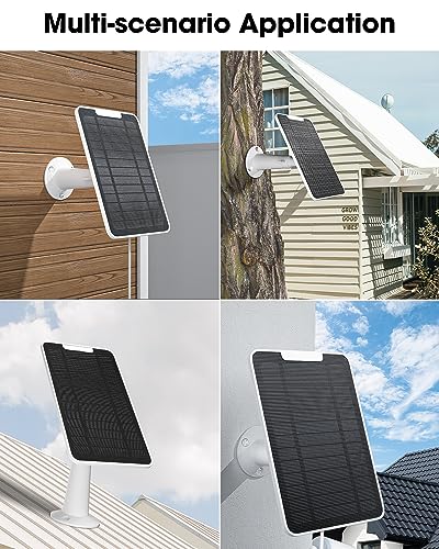 Solar Panel Charger Compatible with Google Nest Camera Outdoor & Indoor (Battery Version), 5W Solar Power for Google Nest Cam, IP65 Weatherproof, w/Secure Wall Mount & Screwdriver, 13ft Cable, 4 Pack