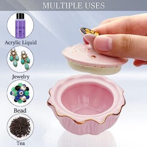 Porcelain Dappen Dish with Lid for Acrylic Liquid Powder Ceramic Cup Nail Liquid Bowl (YSHJB013)