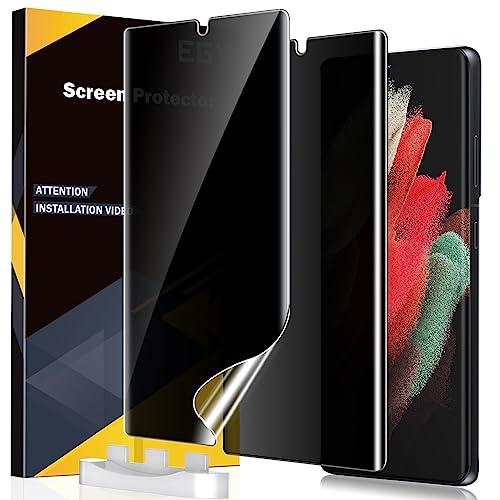 EGV 2 Pack for Samsung Galaxy S21 Ultra Privacy Screen Protector [Not Glass] Accessories,Fingerprint Compatible, Bubble Free, with Easy Installation Tool, Full Coverage for S21 Ultra 6.8-inch