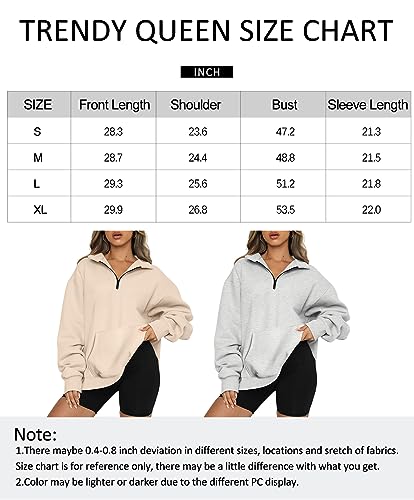 Trendy Queen Womens Half Zip Pullover Oversized Sweatshirts Hoodies with Pockets Quarter Zip Long Sleeve Fleece Jackets Crewneck Fall Outfits Cute Preppy Y2k Winter Clothes Teen Girls Fashion 2023