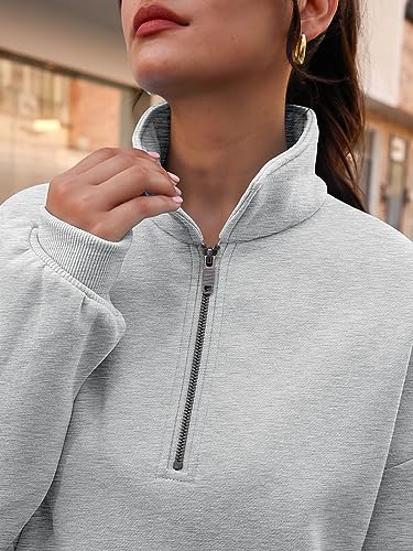 Trendy Queen Womens Half Zip Pullover Oversized Sweatshirts Hoodies with Pockets Quarter Zip Long Sleeve Fleece Jackets Crewneck Fall Outfits Cute Preppy Y2k Winter Clothes Teen Girls Fashion 2023