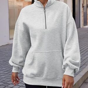 Trendy Queen Womens Half Zip Pullover Oversized Sweatshirts Hoodies with Pockets Quarter Zip Long Sleeve Fleece Jackets Crewneck Fall Outfits Cute Preppy Y2k Winter Clothes Teen Girls Fashion 2023