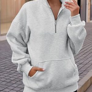 Trendy Queen Womens Half Zip Pullover Oversized Sweatshirts Hoodies with Pockets Quarter Zip Long Sleeve Fleece Jackets Crewneck Fall Outfits Cute Preppy Y2k Winter Clothes Teen Girls Fashion 2023