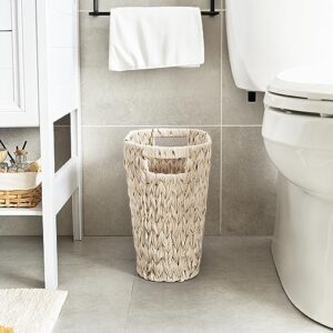 GRANNY SAYS Wicker Trash Can, Waterproof Bathroom Trash Can, Wicker Waste Basket for Bathroom, Decorative Boho Trash Can, Waste Basket for Bedroom, Office, 19 Liters/5 Gallons