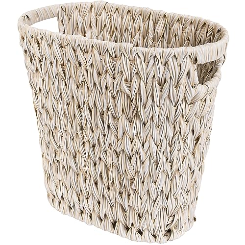 GRANNY SAYS Wicker Trash Can, Waterproof Bathroom Trash Can, Wicker Waste Basket for Bathroom, Decorative Boho Trash Can, Waste Basket for Bedroom, Office, 19 Liters/5 Gallons