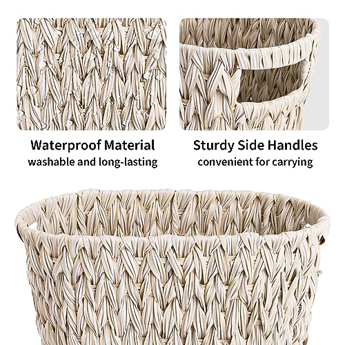 GRANNY SAYS Wicker Trash Can, Waterproof Bathroom Trash Can, Wicker Waste Basket for Bathroom, Decorative Boho Trash Can, Waste Basket for Bedroom, Office, 19 Liters/5 Gallons