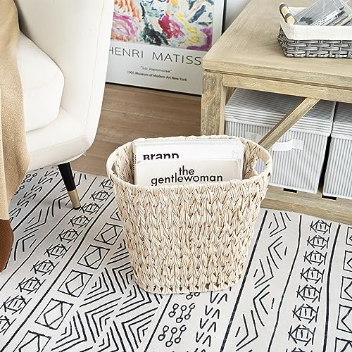 GRANNY SAYS Wicker Trash Can, Waterproof Bathroom Trash Can, Wicker Waste Basket for Bathroom, Decorative Boho Trash Can, Waste Basket for Bedroom, Office, 19 Liters/5 Gallons