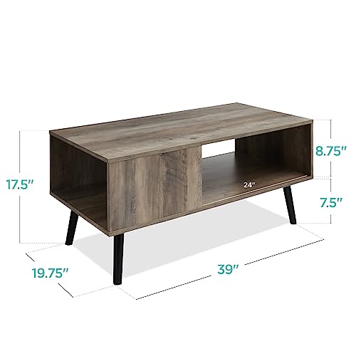 Best Choice Products Wooden Mid-Century Modern Coffee Table, Accent Furniture for Living Room, Indoor, Home Décor w/Open Storage Shelf, Wood Grain Finish - Gray Oak