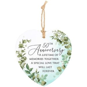 carson 50th anniversary celebration ornament - celebration of marriage gift for 50 years together - stoneware ornament for wedding anniversary