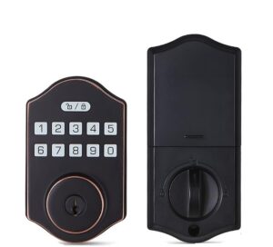 fingerprint door lock - keyless entry door lock with keypad - electronic deadbolt keyed entry - front door lock - combination door lock - easy installation - satin nickel (handle style)