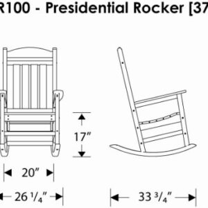 POLYWOOD GNS60GY Vineyard 60" Swing, Slate Grey & R100GY Presidential Outdoor Rocking Chair, Slate Grey